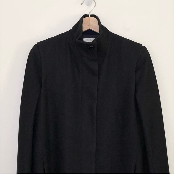Helmut Lang Felted Wool High Neck Coat Black Medium - Picture 5 of 16